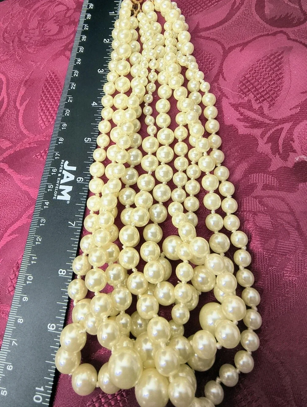 J.Crew Multi Strand Graduated Faux Pearl Statement Necklace Gold Tone